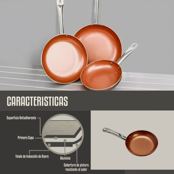 Sartenes Rosmania – Set de 3 unidades con accesorios