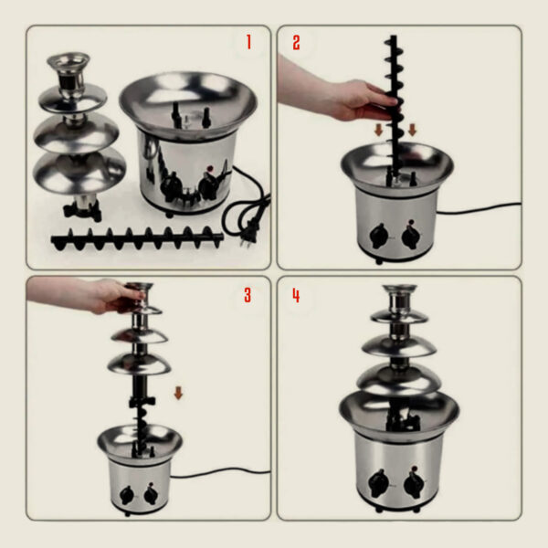 Fuente de Chocolate de Acero Inoxidable – 4 Pisos