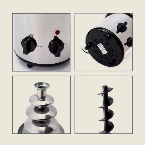 Fuente de Chocolate de Acero Inoxidable – 4 Pisos