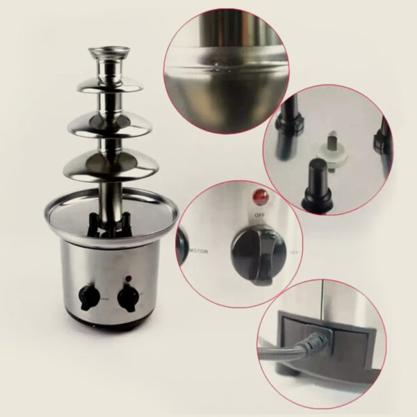 Fuente de Chocolate de Acero Inoxidable – 4 Pisos