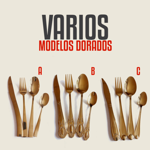 Juego de Cubiertos Dorados con Maletín