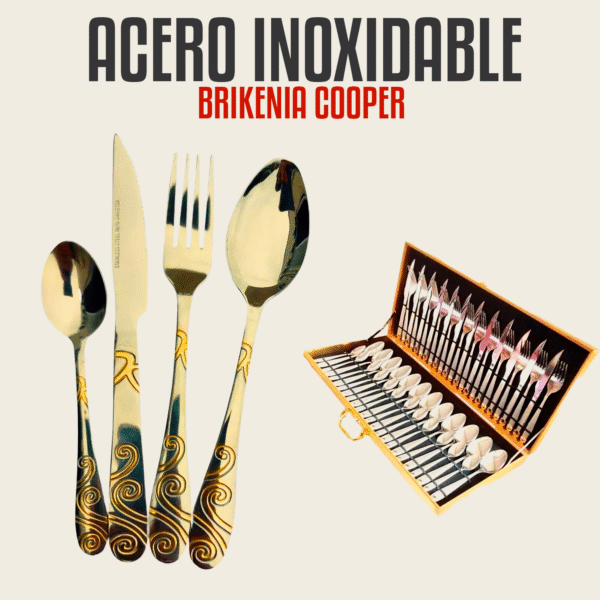 Juego de Cubiertos Dorados con Maletín