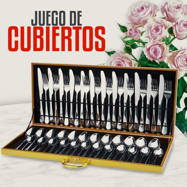 Juego de Cubiertos Dorados con Maletín