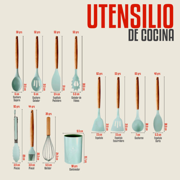 Juego de Utensilios de Silicona - 12 Piezas