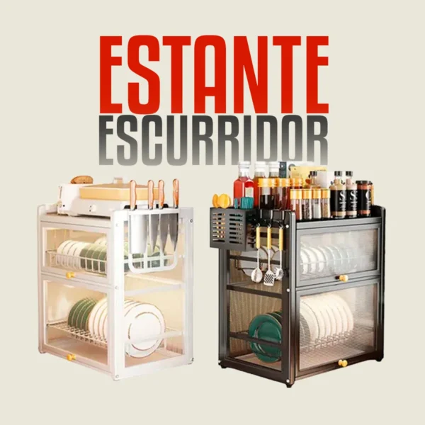 Estante Escurridor Alacena de Cocina con Puertas Transparentes – 2 Niveles