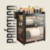 Estante Escurridor Alacena de Cocina con Puertas Transparentes – 2 Niveles