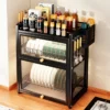Estante Escurridor Alacena de Cocina con Puertas Transparentes – 2 Niveles