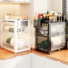 Estante Escurridor Alacena de Cocina con Puertas Transparentes – 2 Niveles