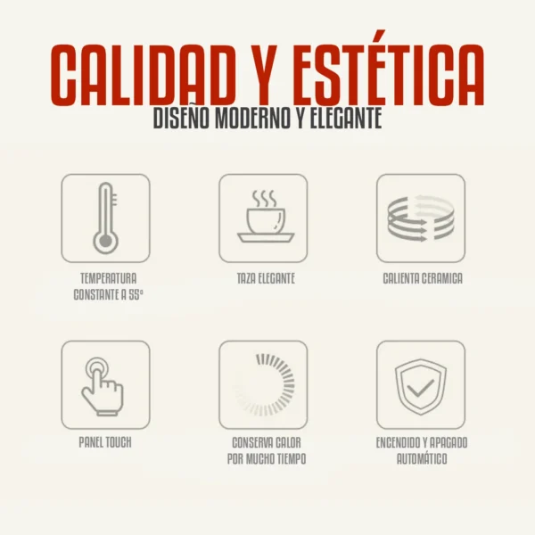 Taza de Cerámica con Calentador Eléctrico 55 °C – 350 ml