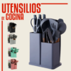 Set de Utensilios de Cocina de Silicona con Cuchillos y Soporte – 19 Piezas